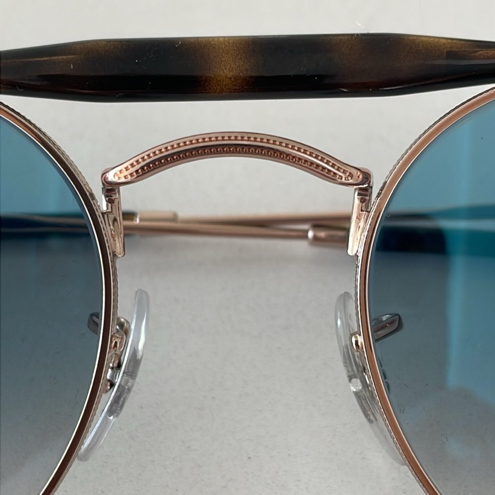 Ray-Ban Rose Gold Tone Sunglasses w/ Blue Ombre Lens & Tortoise Accents - Picture 9 of 16